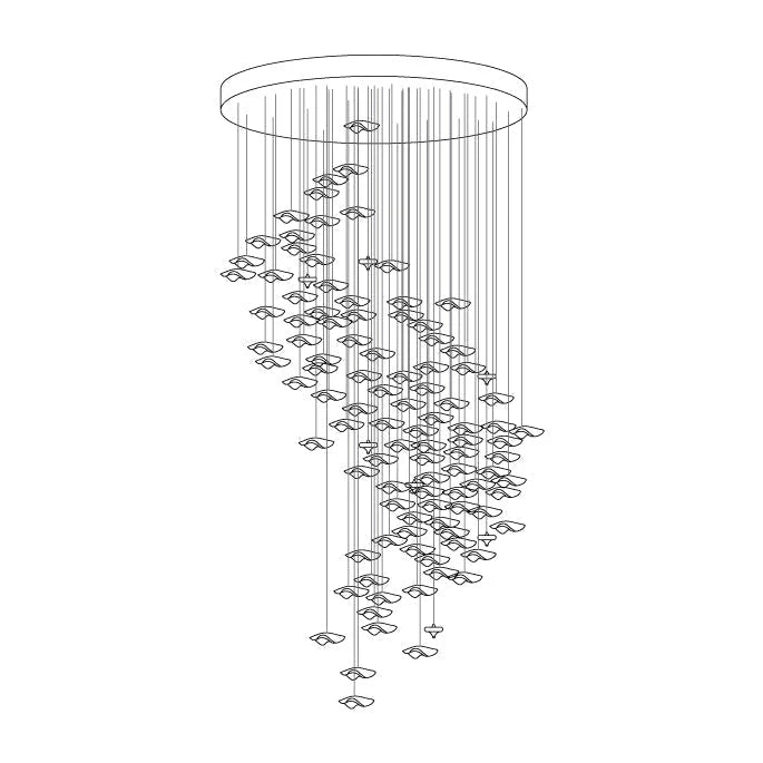 San De Chandelier, Modern Square Glass Spiral Long Pendant Chandelier